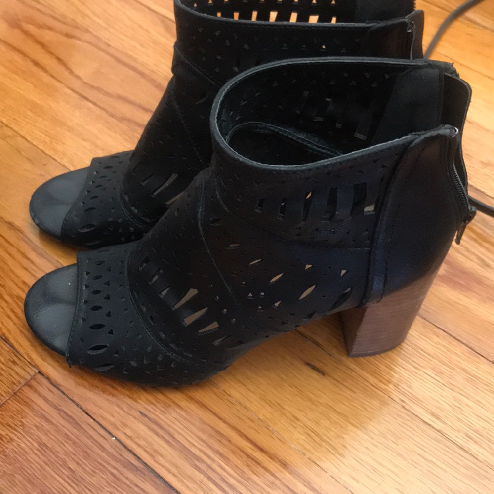 Black open toed booties